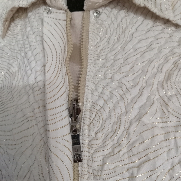 UBU Quilted Reversible Gold Swirl Cream Zip Jacket Blazer Like New - Picture 3 of 14